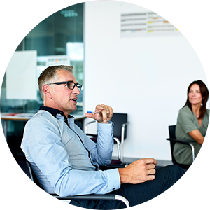 healthcare leader speaking to his organization